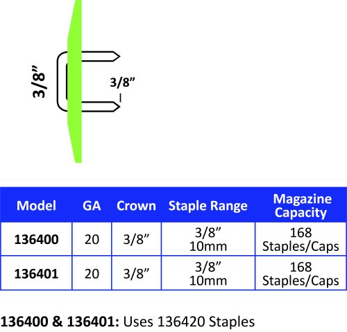 10mm SPOTNAILS Staples A-11 Series with Cap to suits hand cap staplers