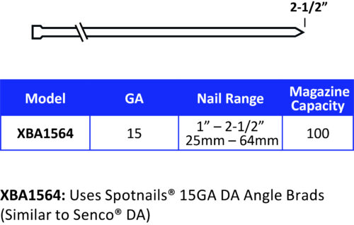 25mm (1) SPOTNAILS Brads DA 34° Series Bright 15308APB